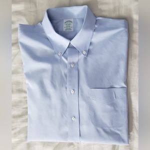 Brooks Brothers Solid Sky Blue Milano Fit Long Sleeve Dress Shirt - 17/33
